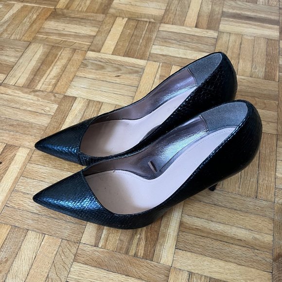Zara Black Leather Pumps Size 41 (US 10) - Picture 2 of 3